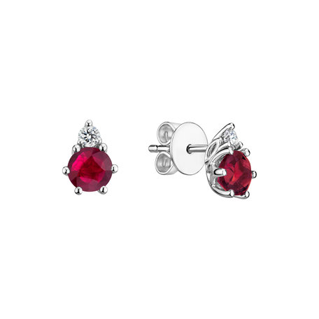 Diamond earrings with Ruby Midnight Serenity