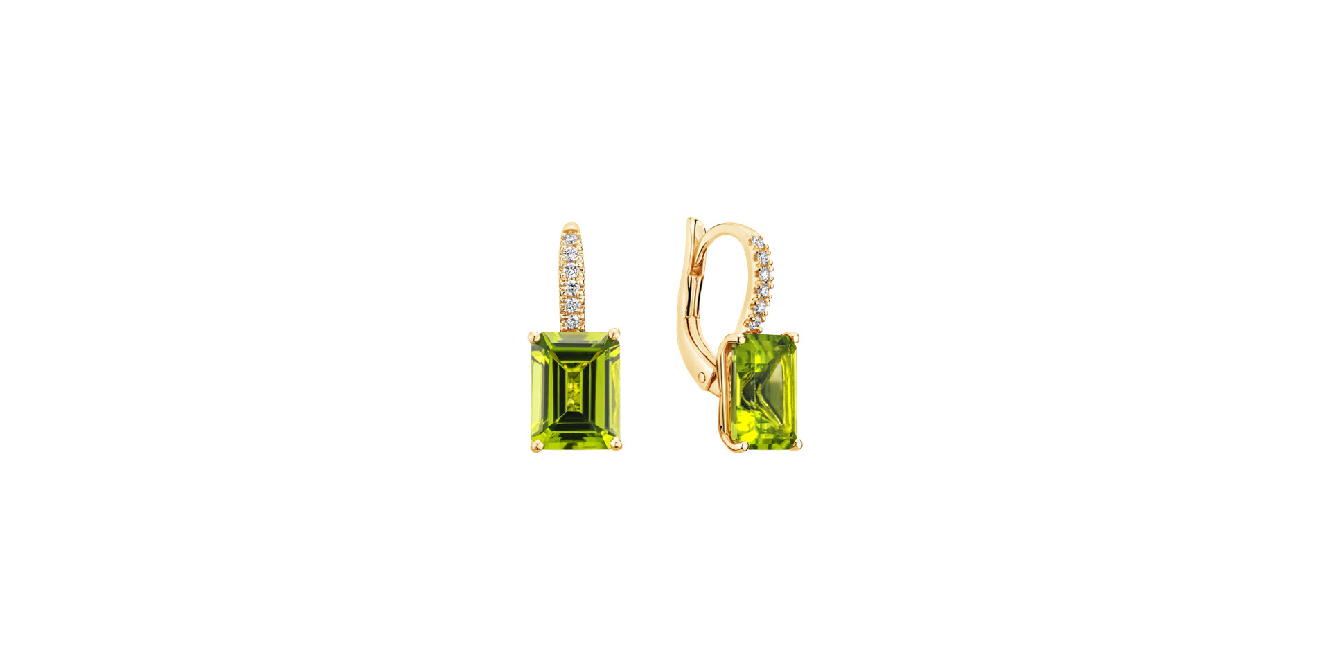Diamond earrings with Peridote Mireth