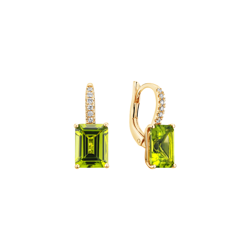 Diamond earrings with Peridote Mireth