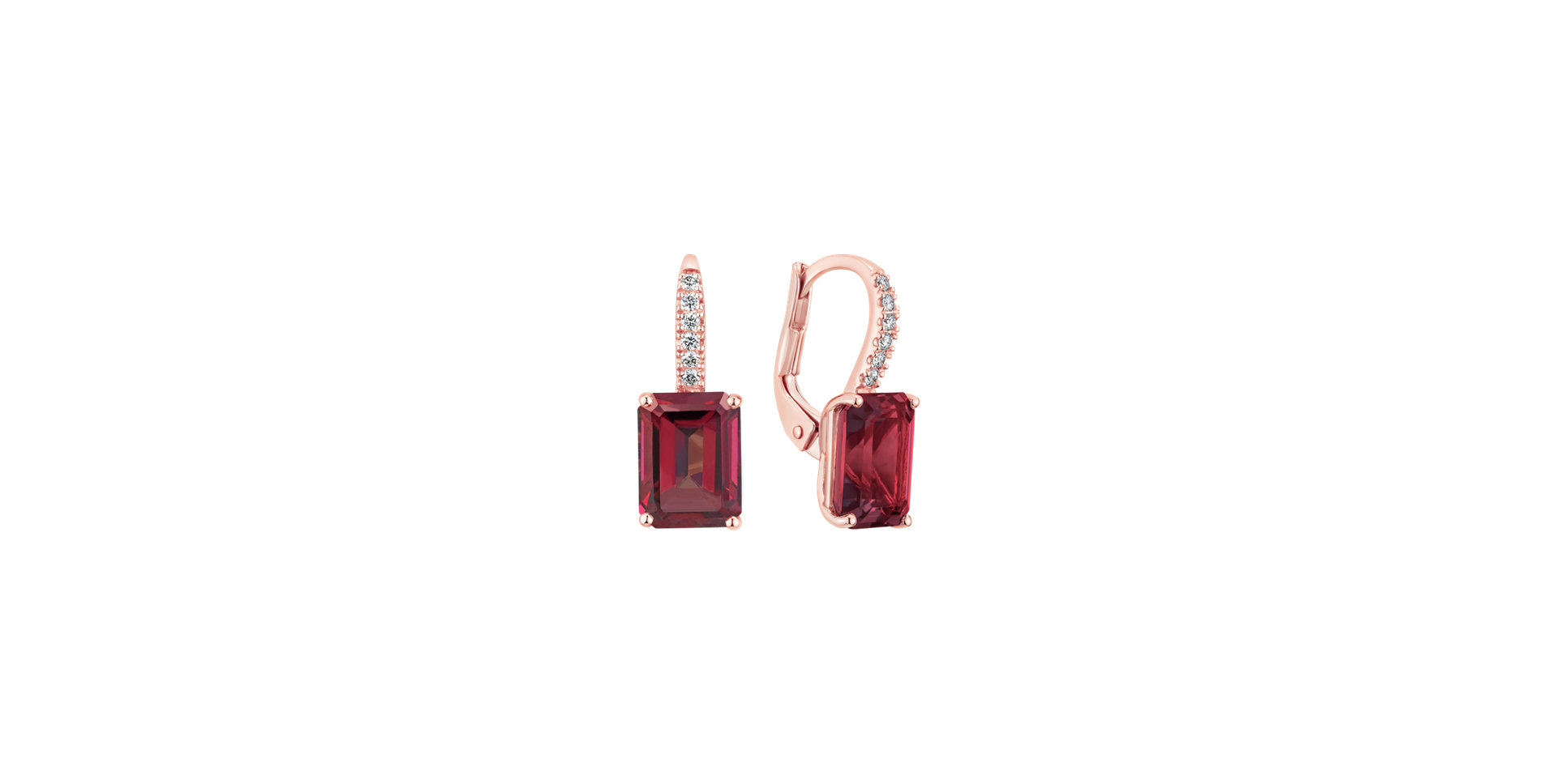 Diamond earrings with Rhodolite Mireth
