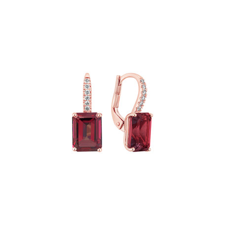 Diamond earrings with Rhodolite Mireth