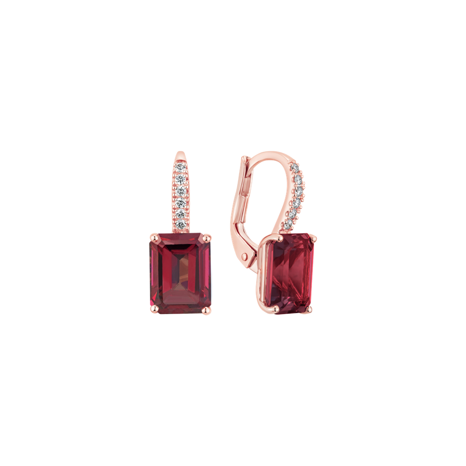 Diamond earrings with Rhodolite Mireth