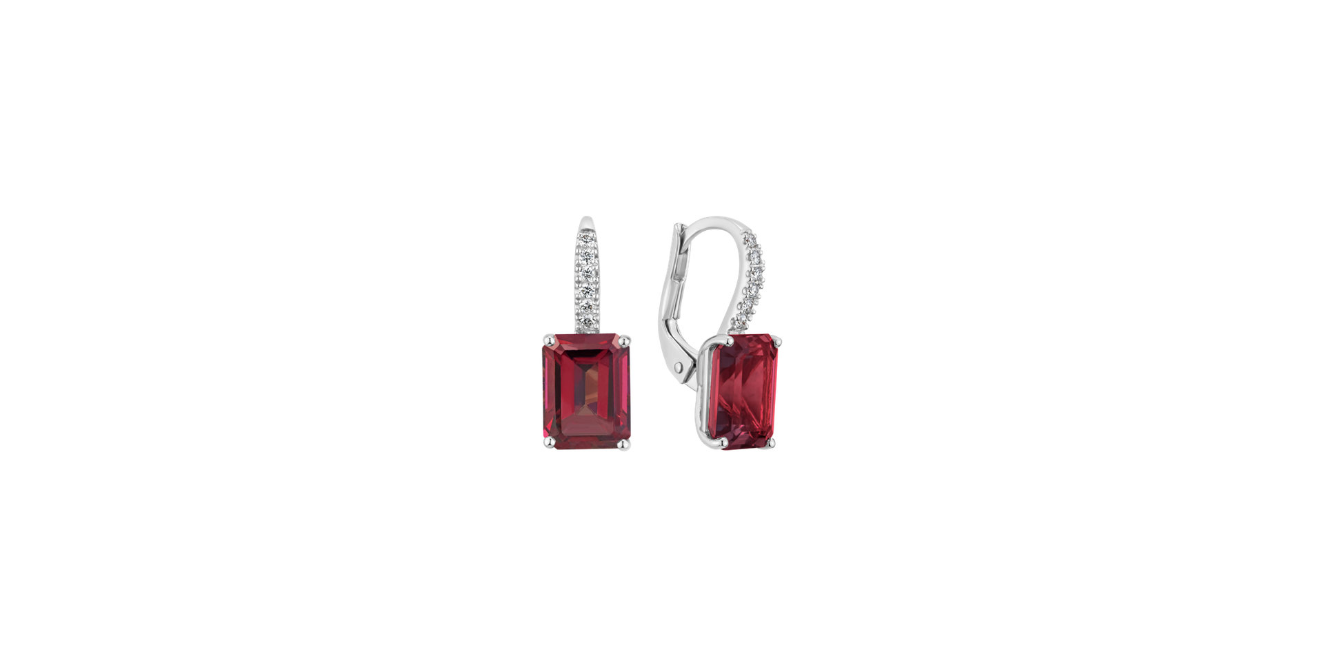 Diamond earrings with Rhodolite Mireth