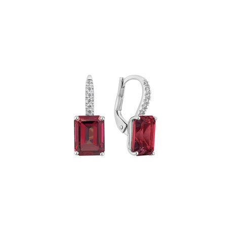 Diamond earrings with Rhodolite Mireth