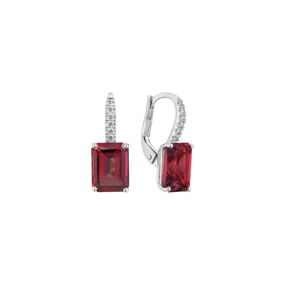 Diamond earrings with Rhodolite Mireth