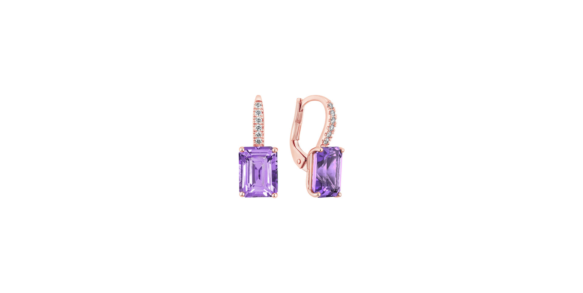 Diamond earrings with Amethyst Mireth