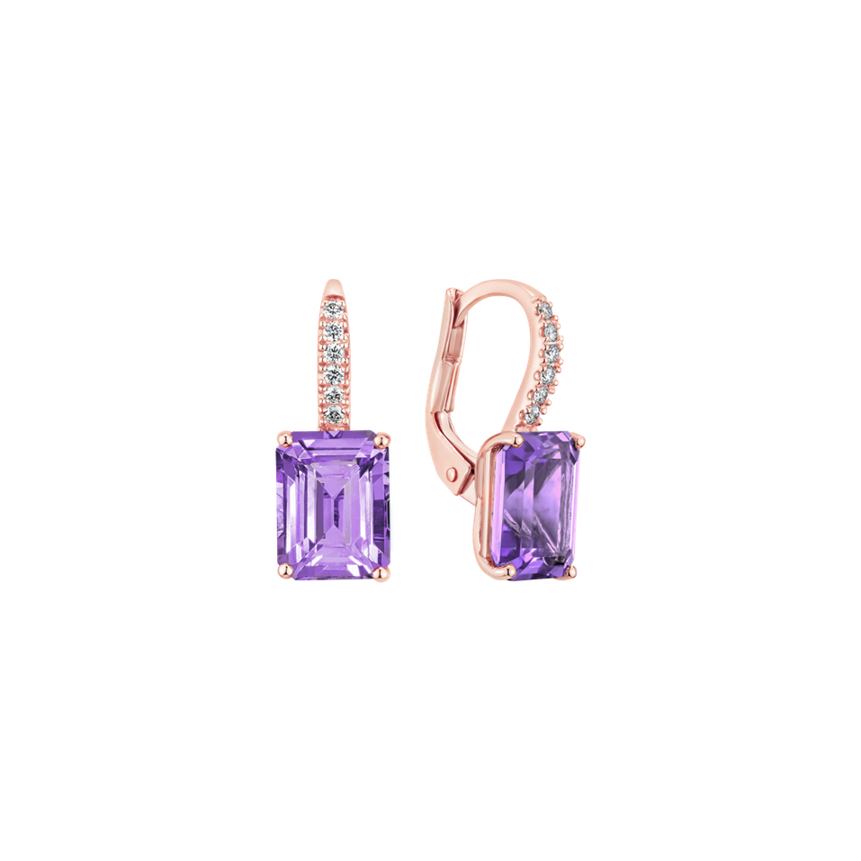 Diamond earrings with Amethyst Mireth