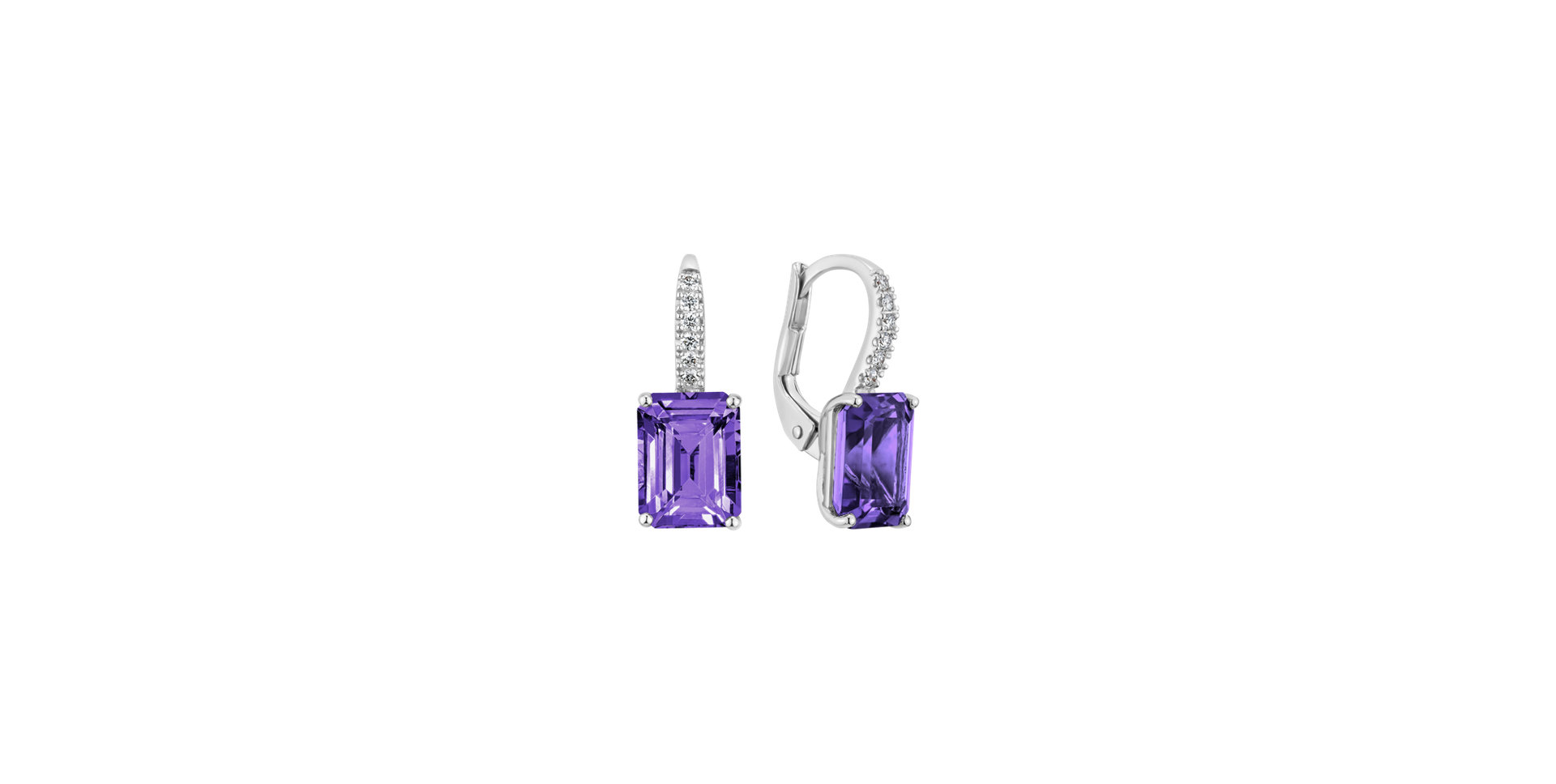 Diamond earrings with Amethyst Mireth