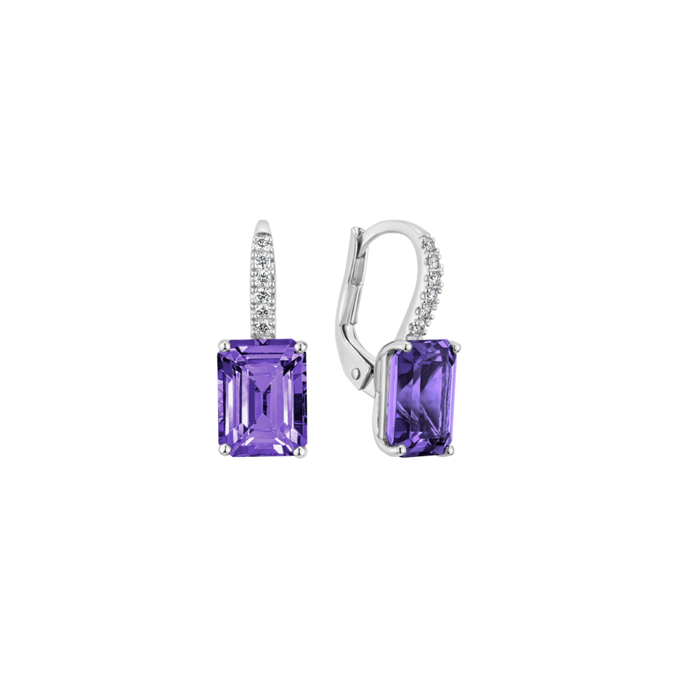 Diamond earrings with Amethyst Mireth