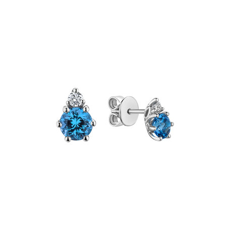 Diamond earrings with Topaz Midnight Serenity