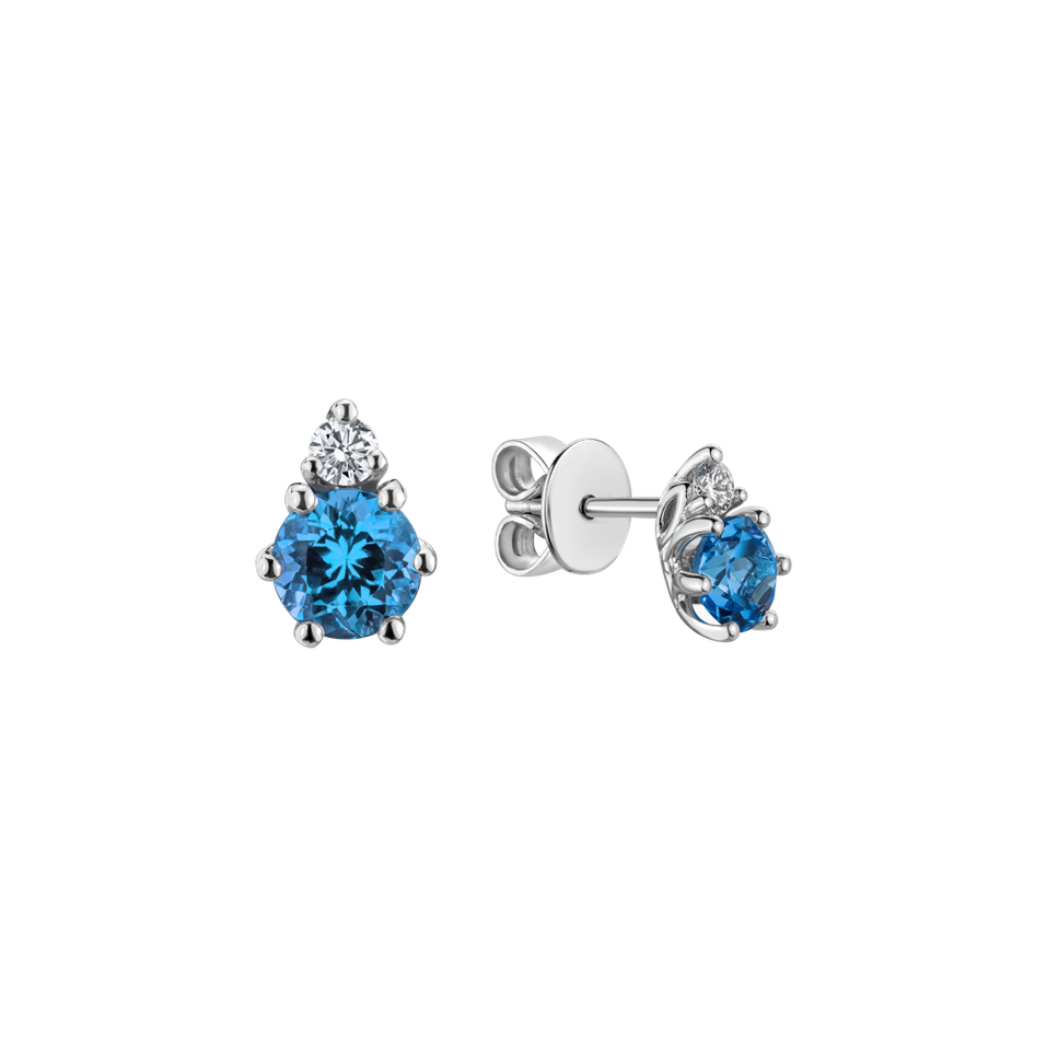 Diamond earrings with Topaz Midnight Serenity