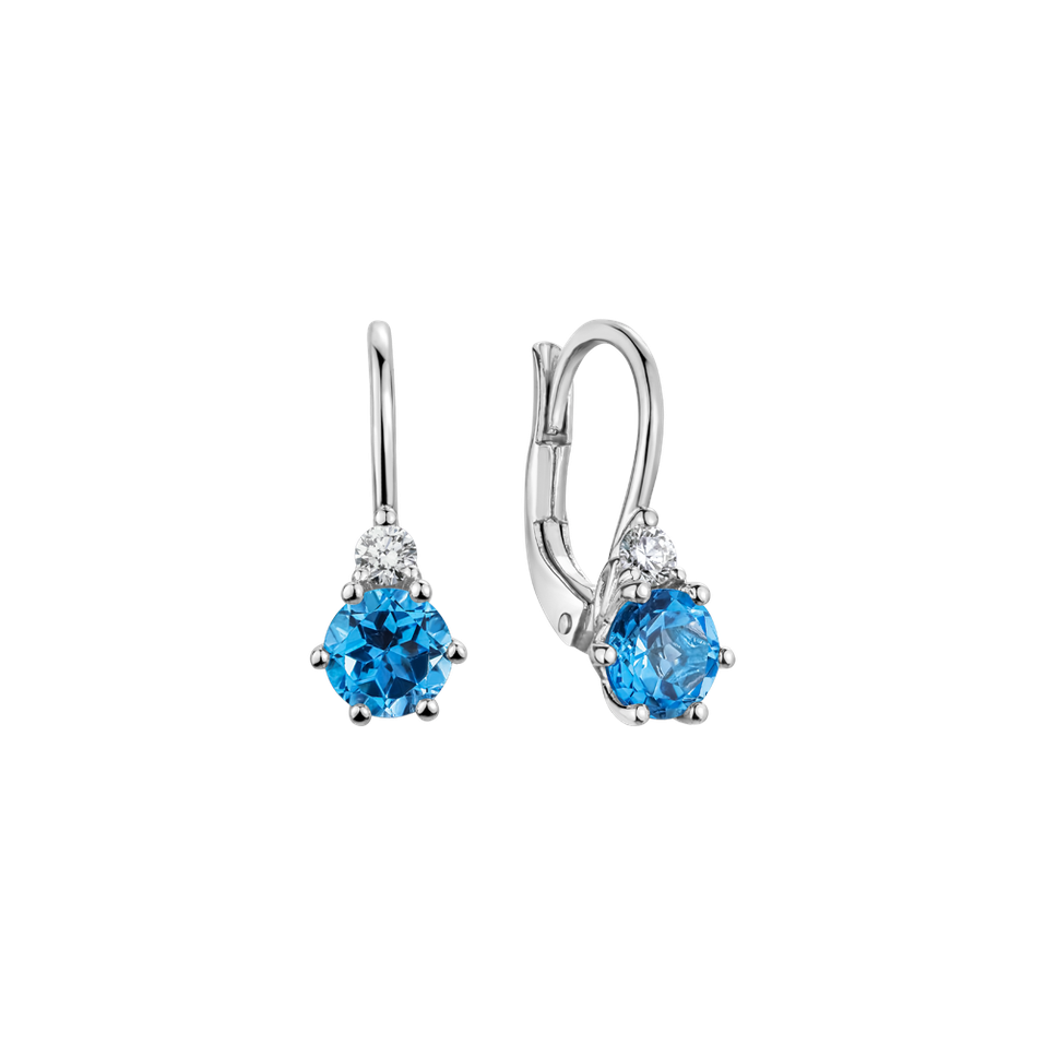 Diamond earrings with Topaz Midnight Serenity