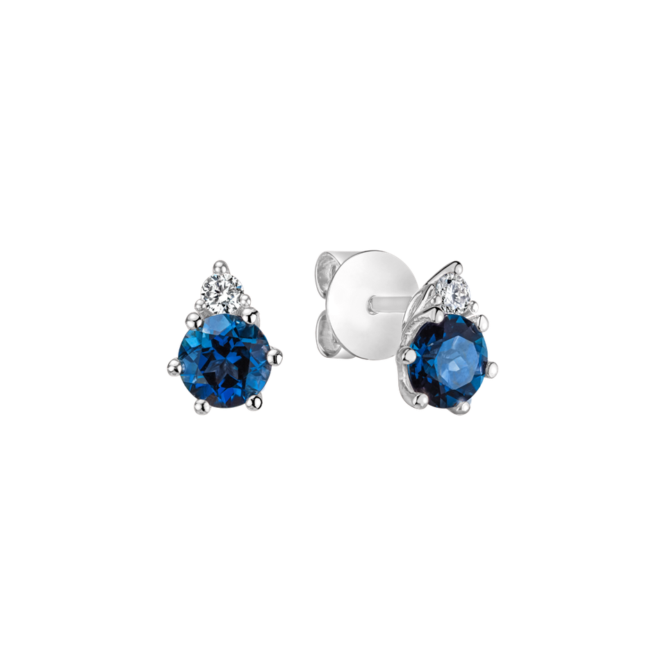 Diamond earrings with Topaz Midnight Serenity