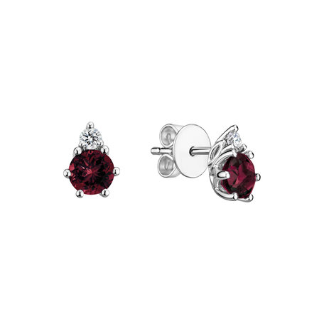 Diamond earrings with Rhodolite Midnight Serenity