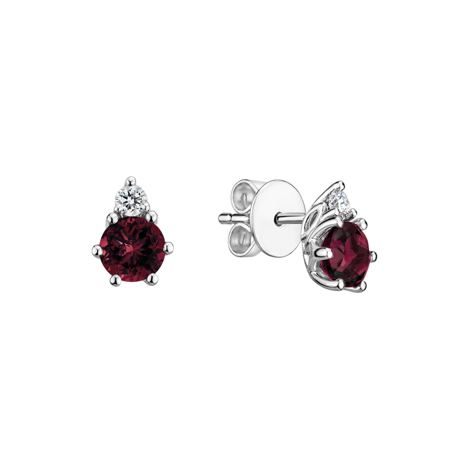 Diamond earrings with Rhodolite Midnight Serenity