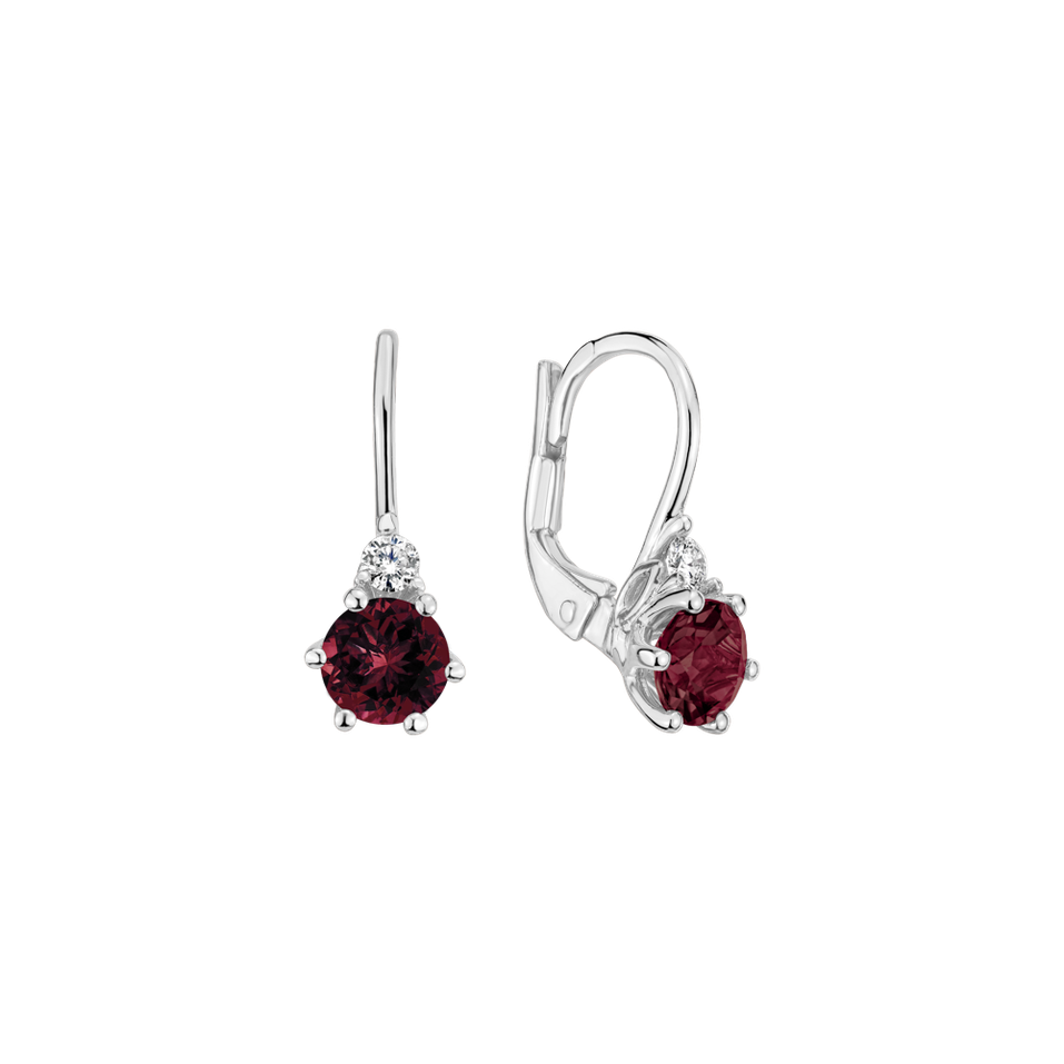 Diamond earrings with Rhodolite Midnight Serenity