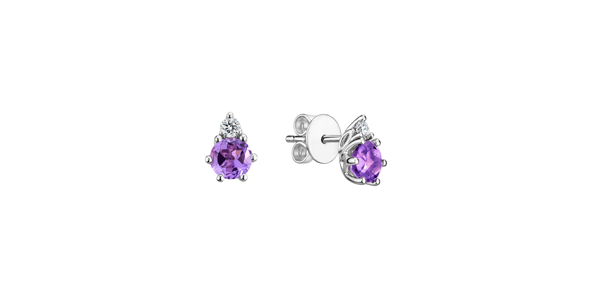 Diamond earrings with Amethyst Midnight Serenity
