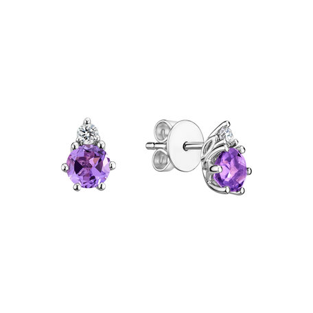 Diamond earrings with Amethyst Midnight Serenity