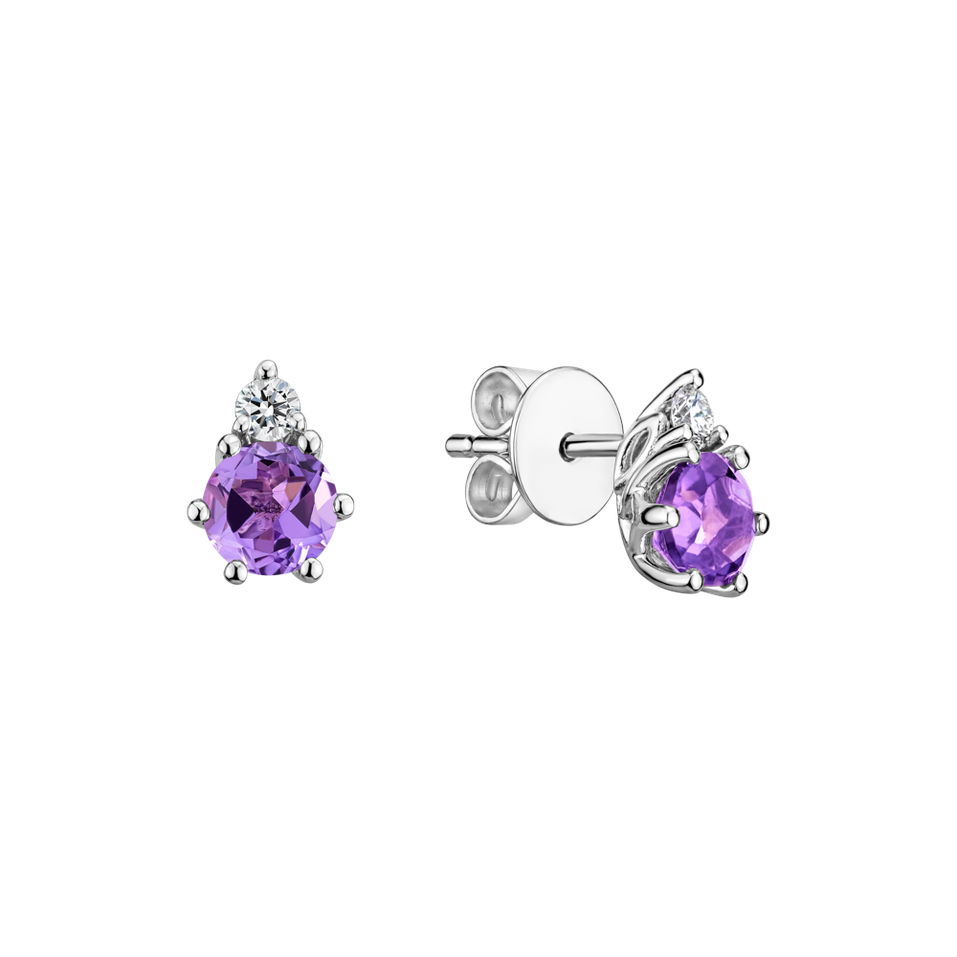 Diamond earrings with Amethyst Midnight Serenity