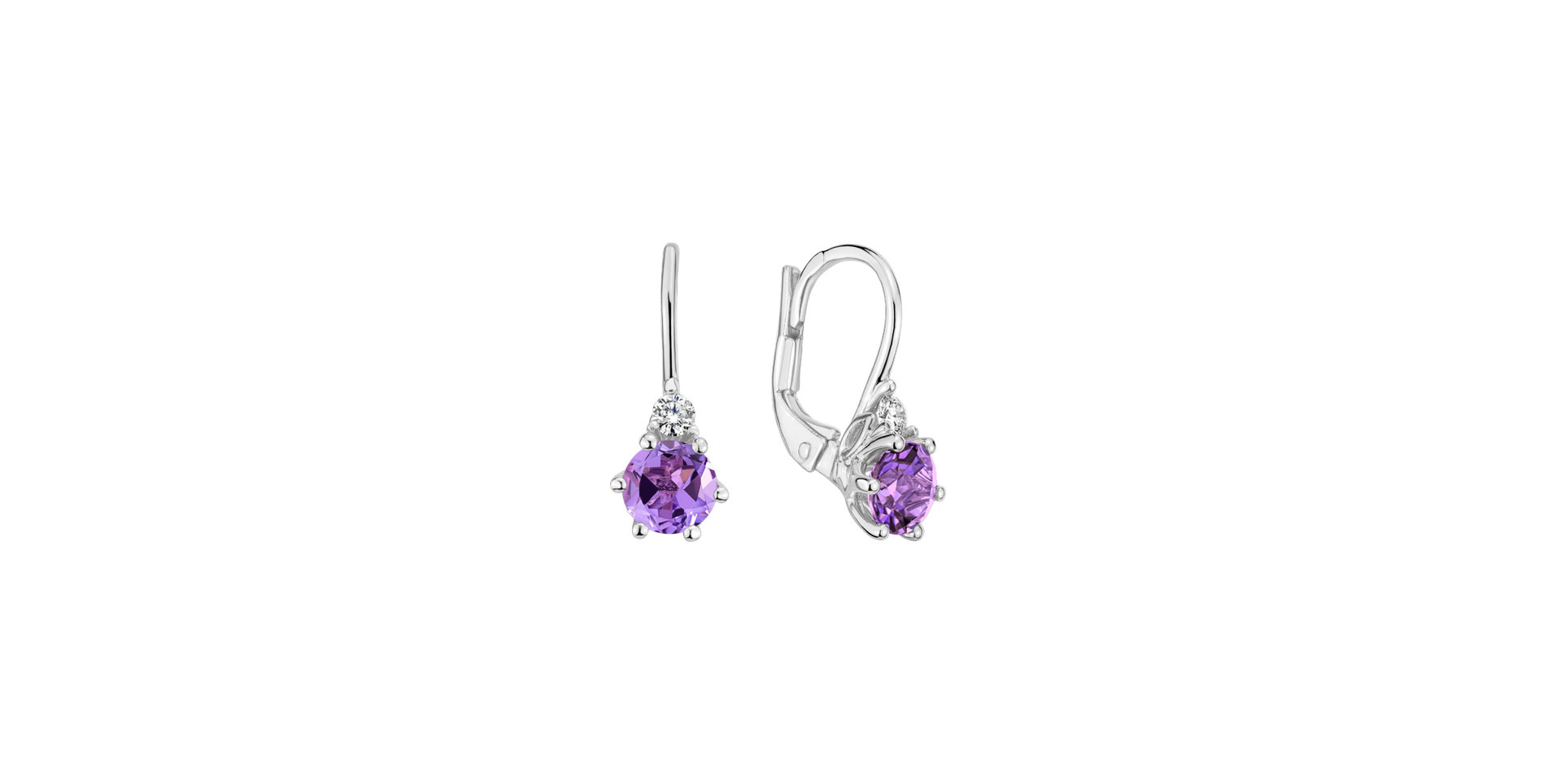 Diamond earrings with Amethyst Midnight Serenity