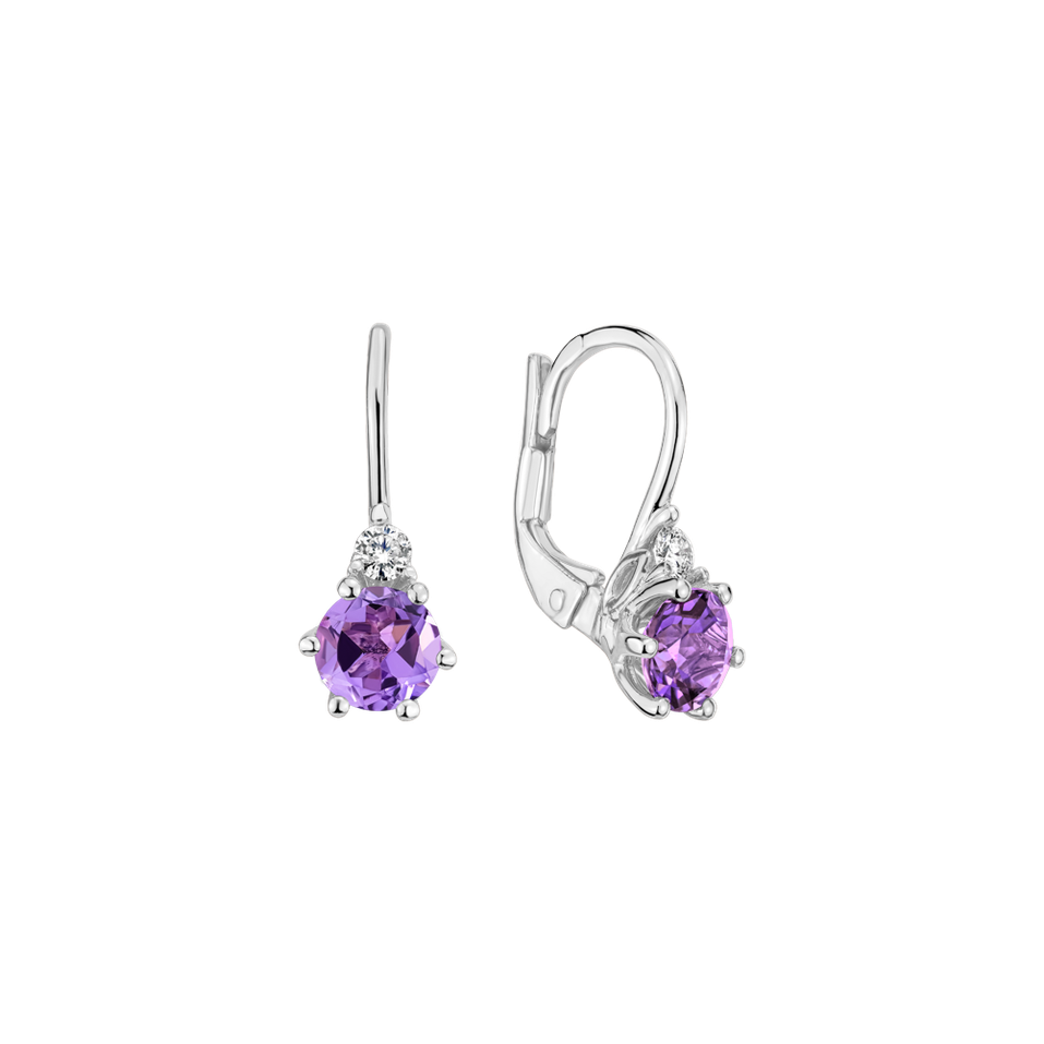 Diamond earrings with Amethyst Midnight Serenity