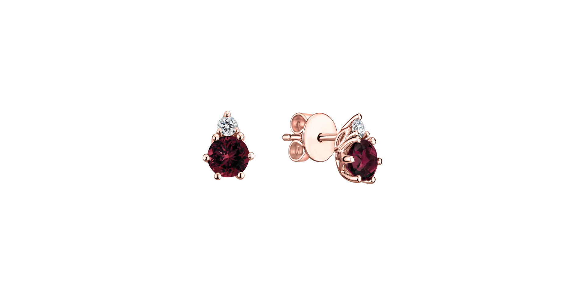 Diamond earrings with Rhodolite Midnight Serenity