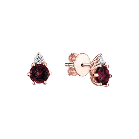 Diamond earrings with Rhodolite Midnight Serenity