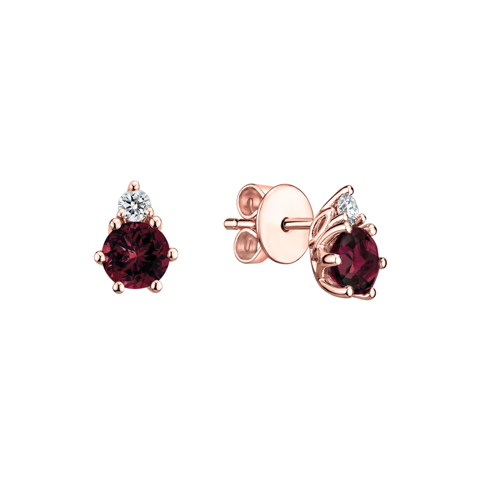 Diamond earrings with Rhodolite Midnight Serenity