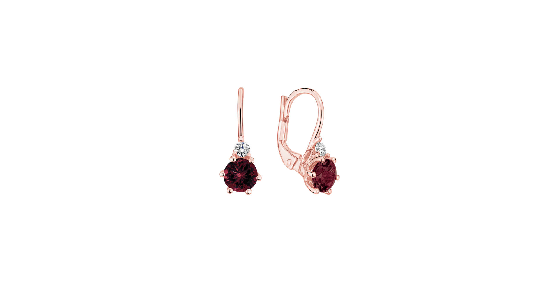 Diamond earrings with Rhodolite Midnight Serenity