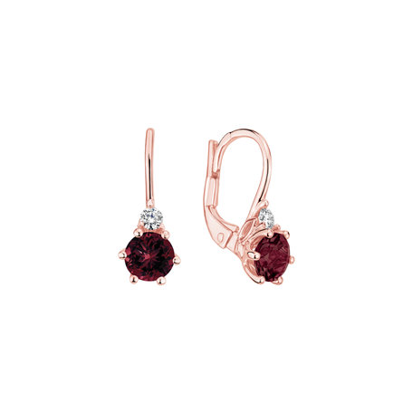 Diamond earrings with Rhodolite Midnight Serenity