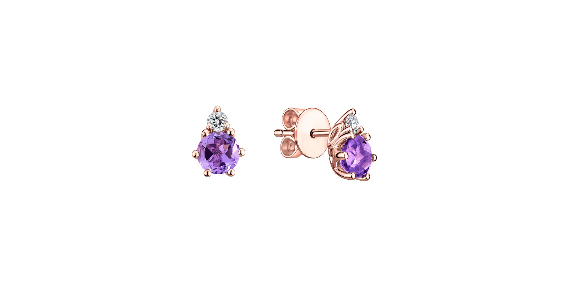 Diamond earrings with Amethyst Midnight Serenity