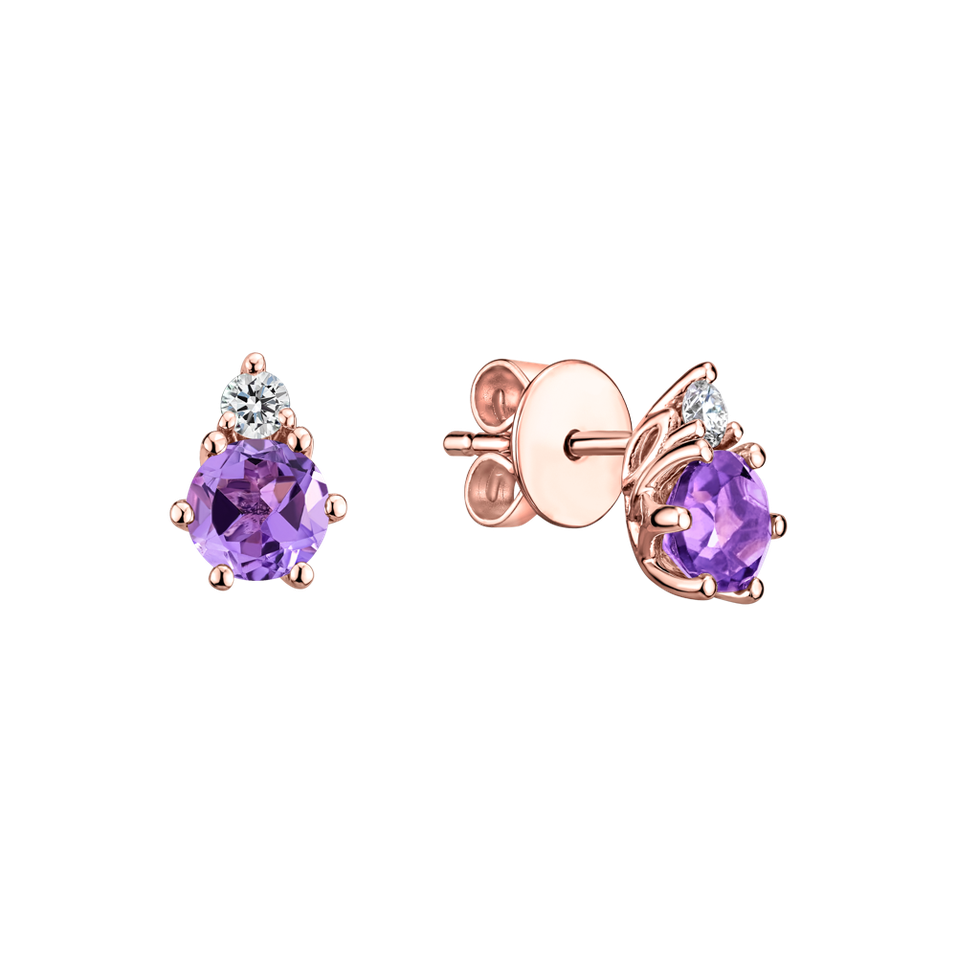 Diamond earrings with Amethyst Midnight Serenity