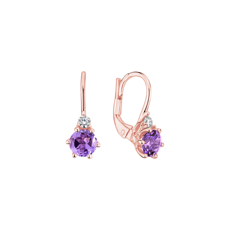 Diamond earrings with Amethyst Midnight Serenity
