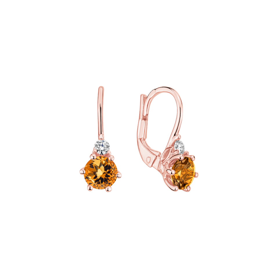 Diamond earrings with Citrine Midnight Serenity