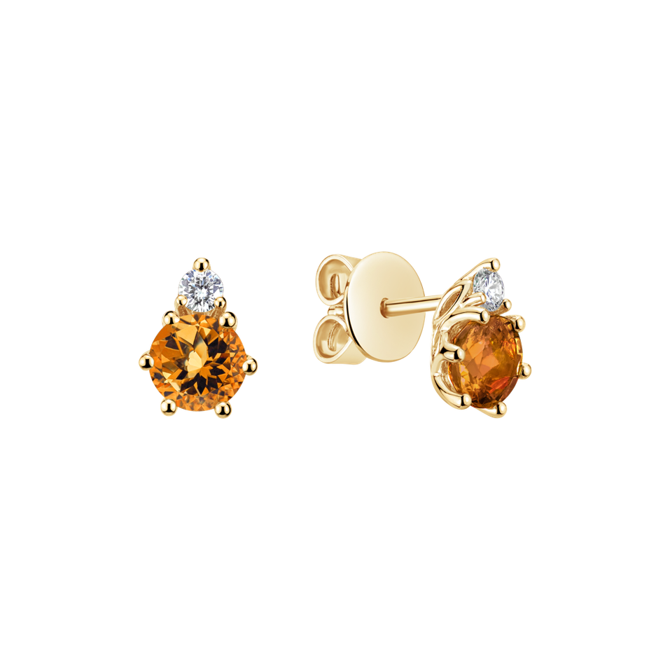 Diamond earrings with Citrine Midnight Serenity