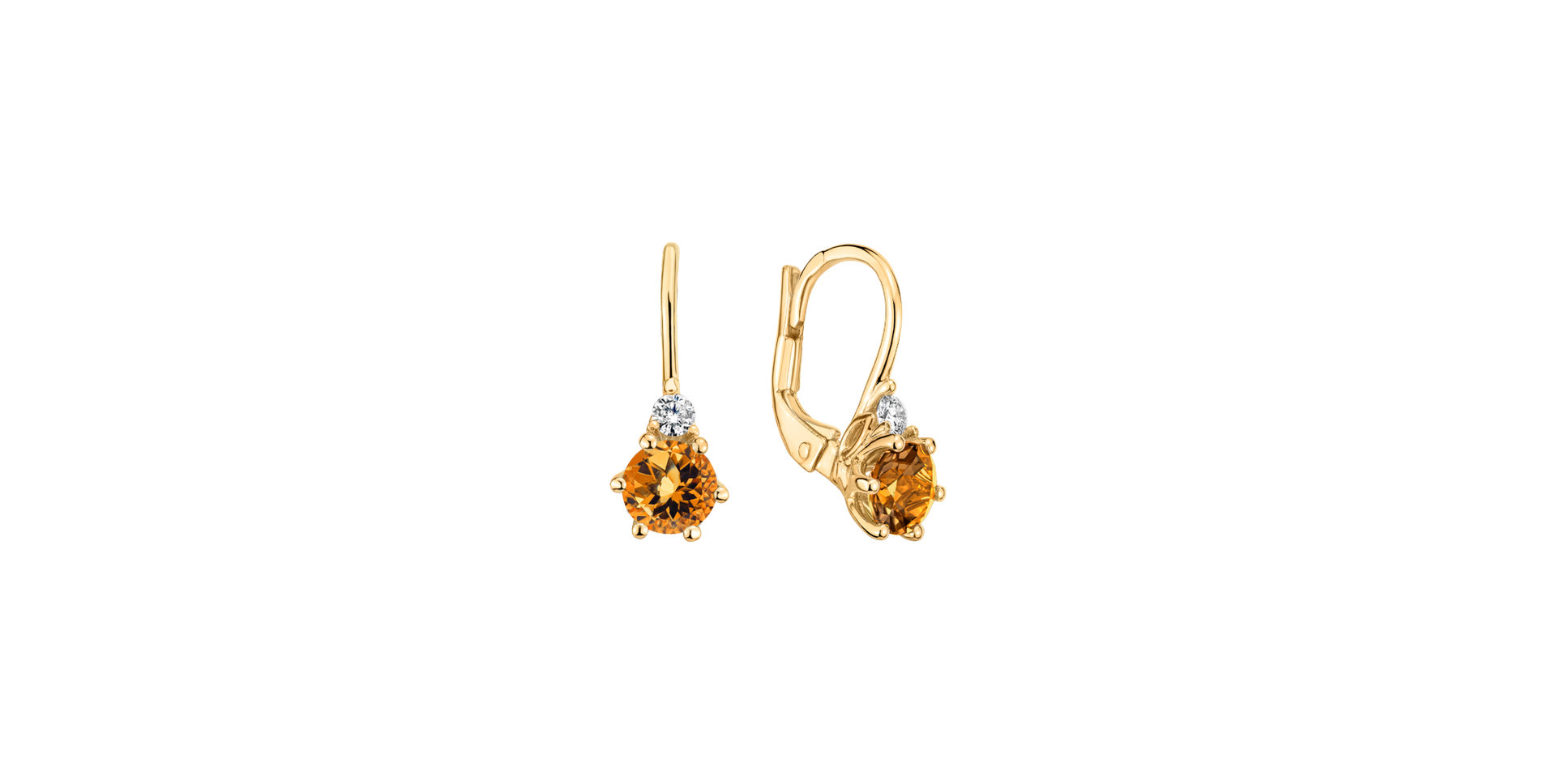 Diamond earrings with Citrine Midnight Serenity