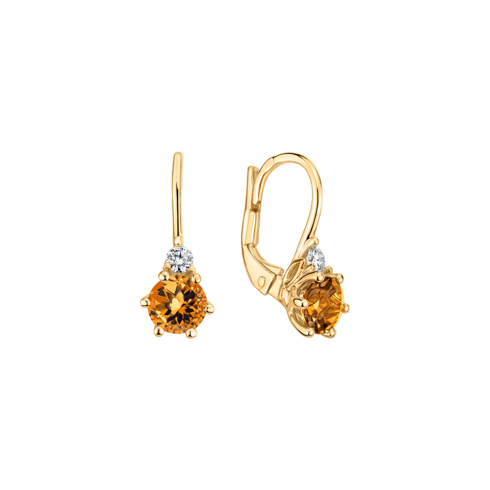 Diamond earrings with Citrine Midnight Serenity