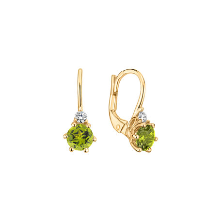 Diamond earrings with Peridote Midnight Serenity