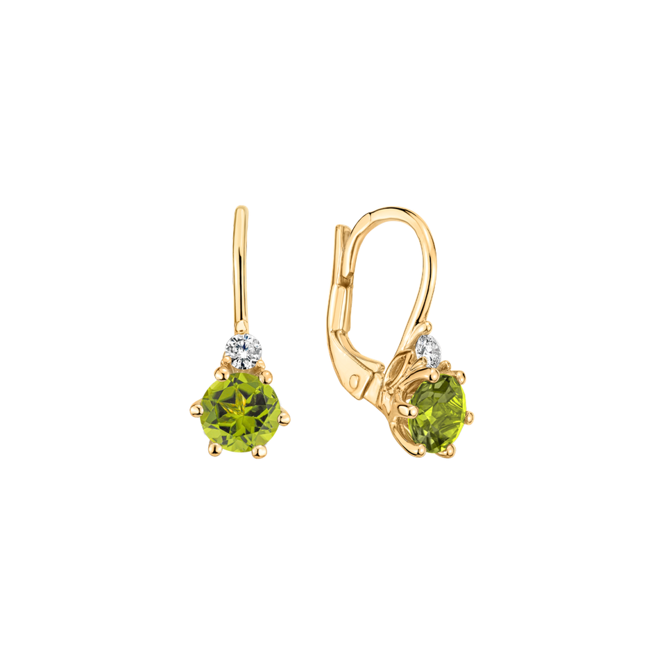 Diamond earrings with Peridote Midnight Serenity