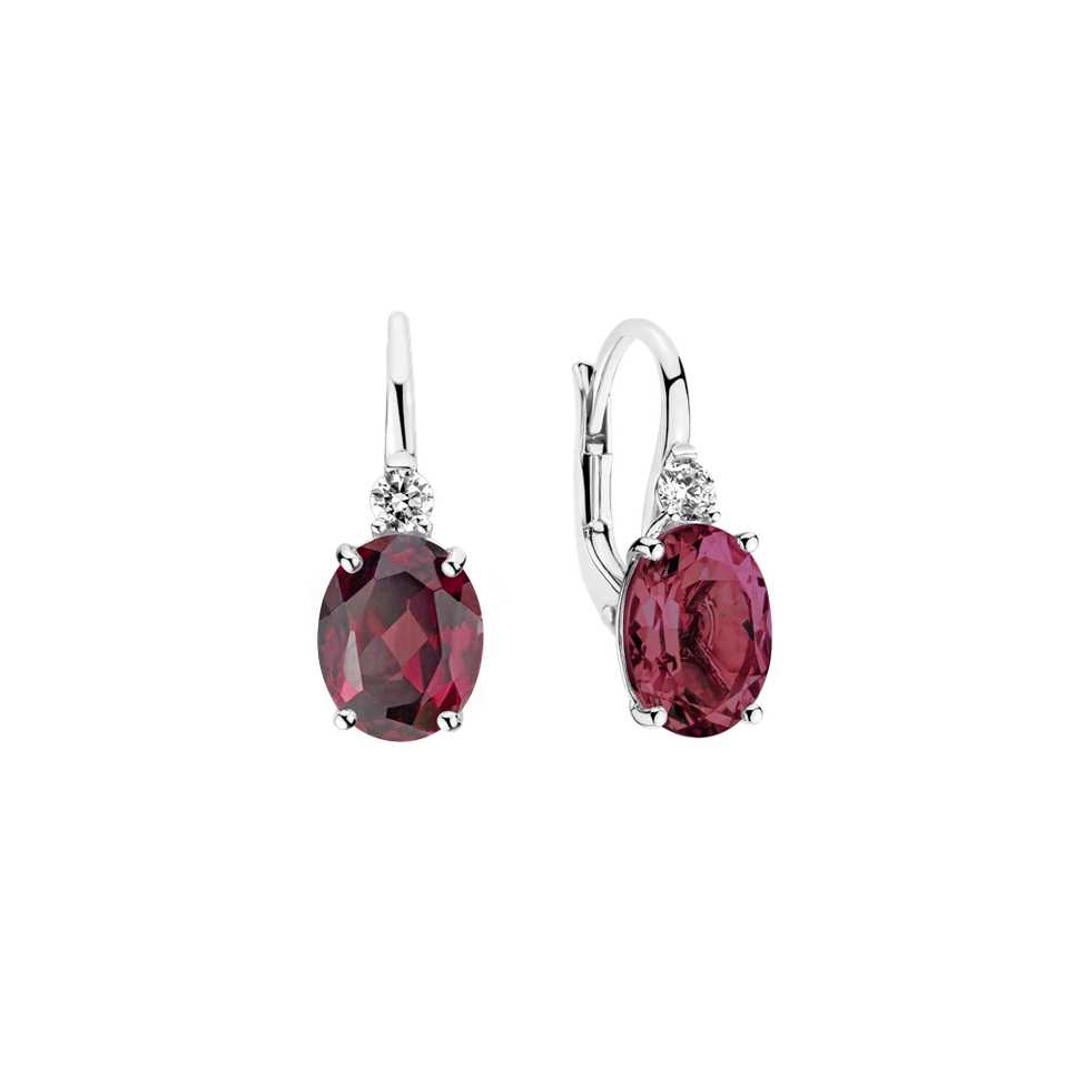 Diamond earrings with Rhodolite Asuan