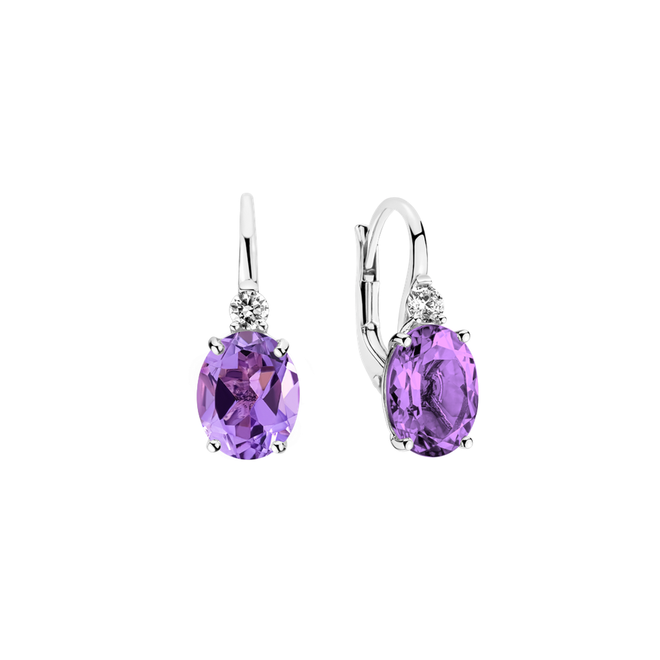 Diamond earrings with Amethyst Asuan