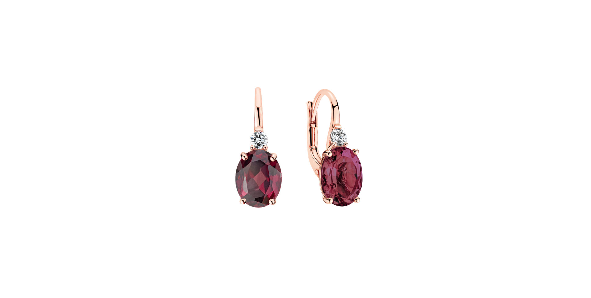 Diamond earrings with Rhodolite Asuan