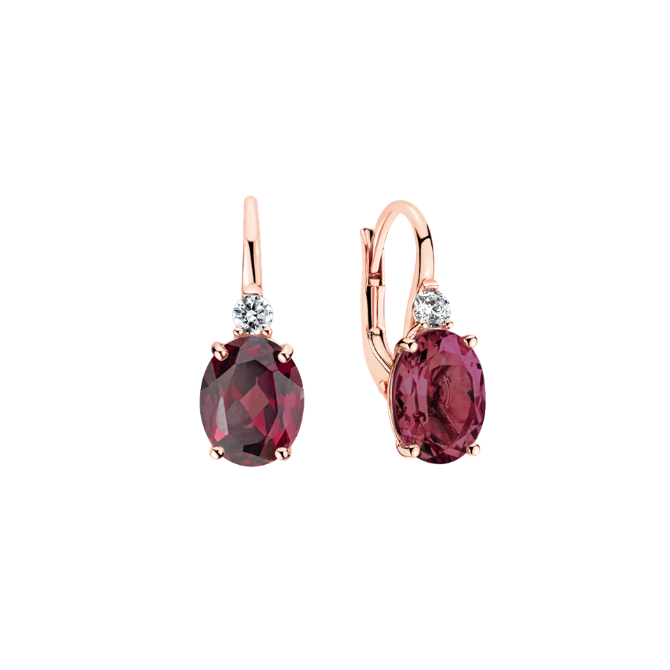 Diamond earrings with Rhodolite Asuan