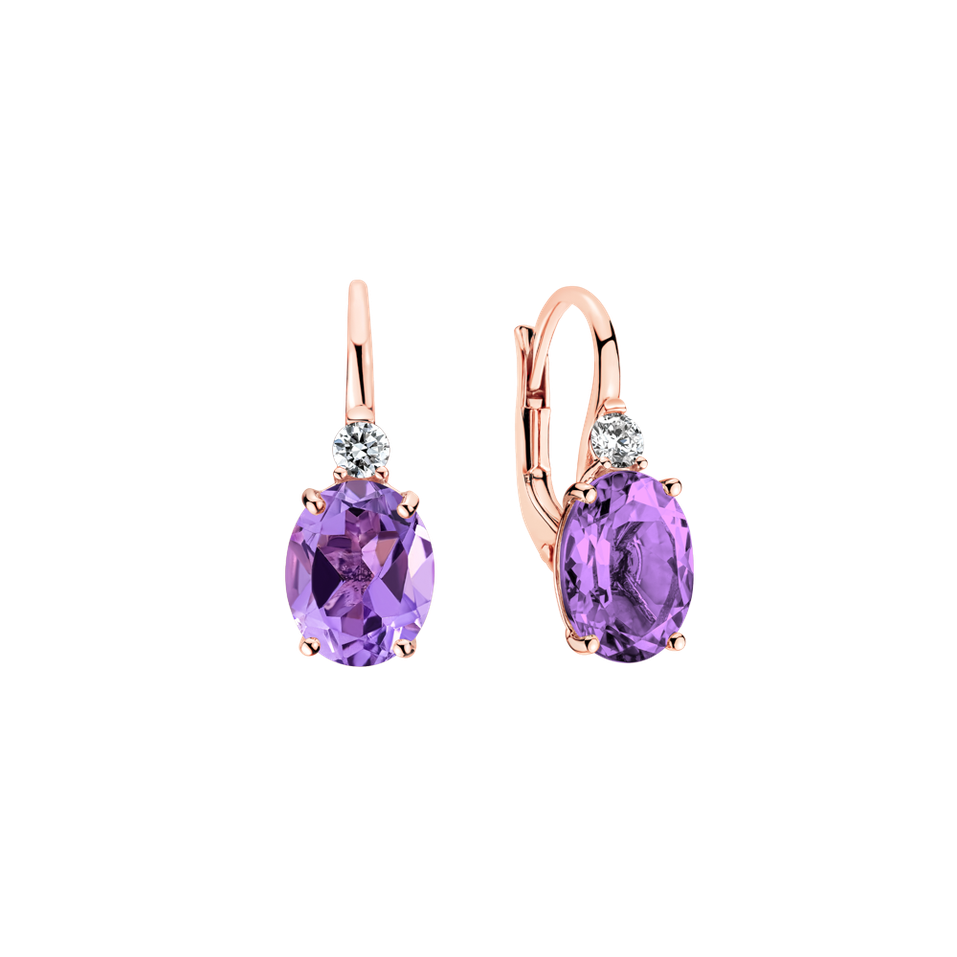 Diamond earrings with Amethyst Asuan