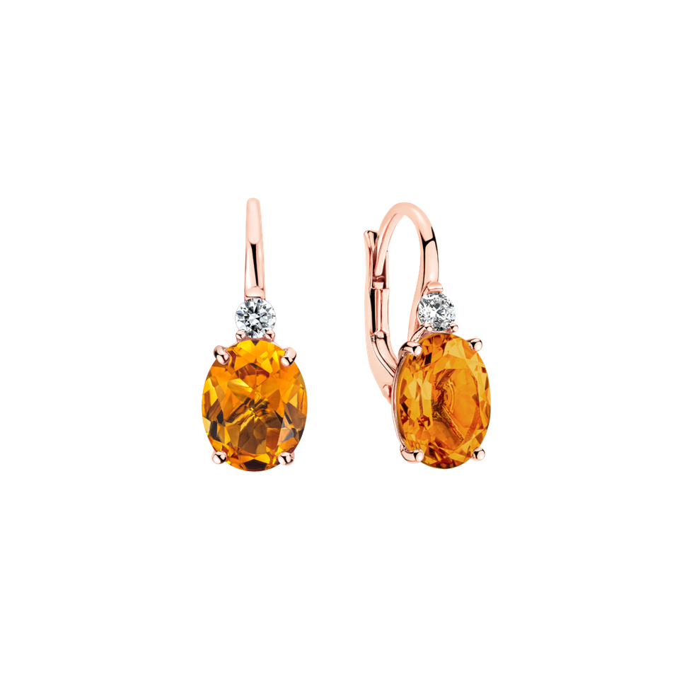 Diamond earrings with Citrine Asuan