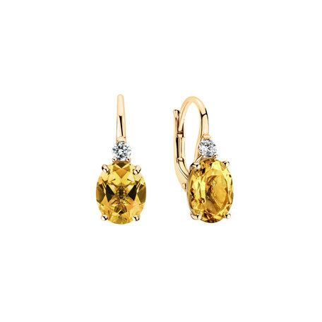 Diamond earrings with Citrine Asuan