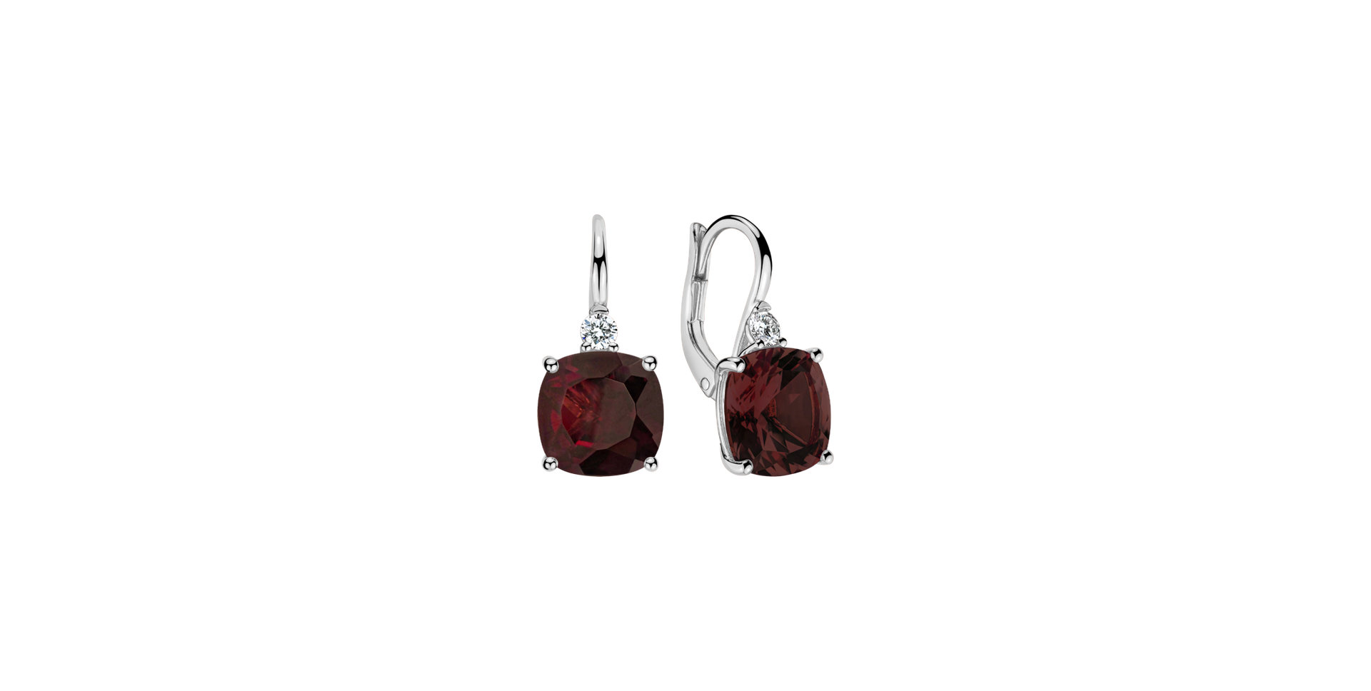 Diamond earrings with Rhodolite The Countess