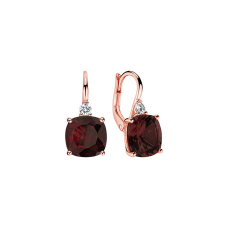 Diamond earrings with Rhodolite The Countess