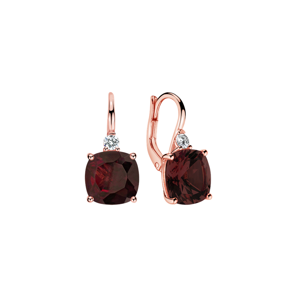 Diamond earrings with Rhodolite The Countess
