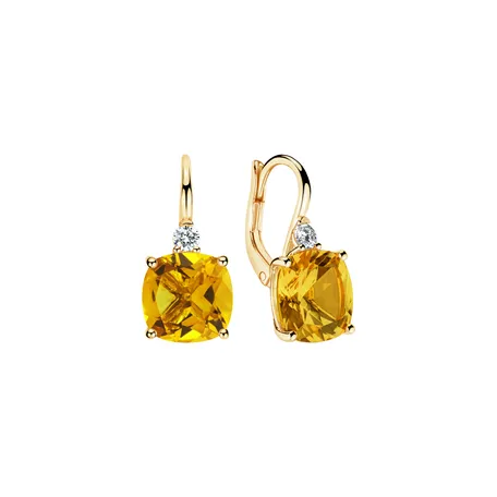 Diamond earrings with Citrine The Countess